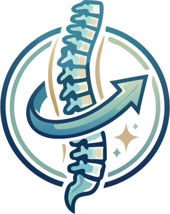 Hhuman spine with a circular arrow for spinal alignment and back health chiropractor in Dearborn