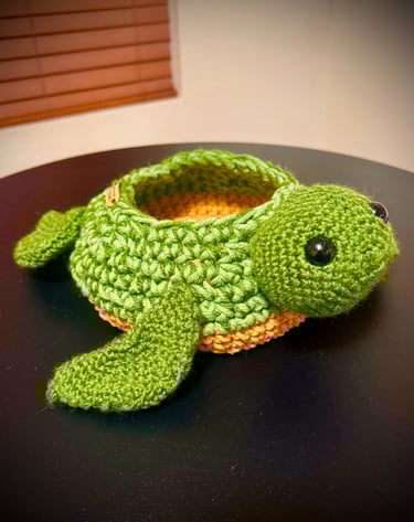 Crochet turtle basket