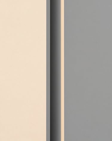 A vertical detail shot of modernist architecture, focusing on the intersection of two planes. Soft afternoon light creates a gradient from #2F363F to #F5F7FA. Clean, sharp lines.