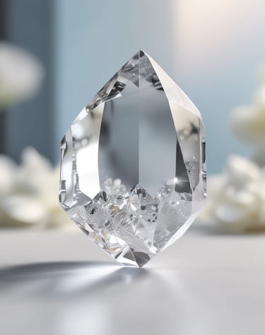 A collection of various quartz stones displayed on a rustic wooden surface.