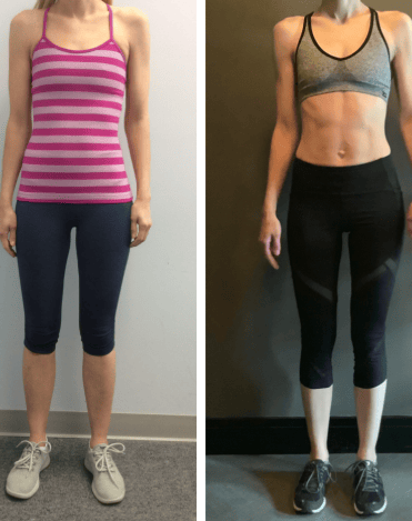 The before and after image of a lady after completing online weight loss coaching