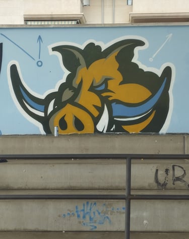 graffiti mural campo futbol gradas instalación deportiva