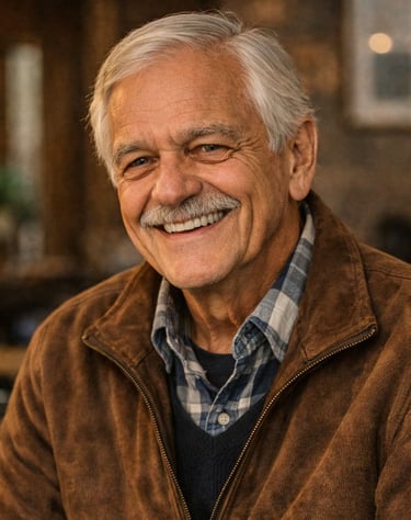 a man with a mustache and a mustache on his face