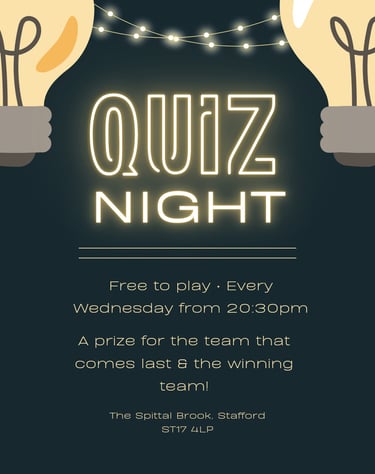 a poster for a quiz night out on the night