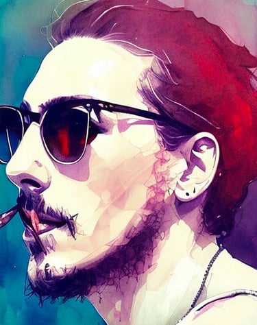 a man with a cigarette in his mouth