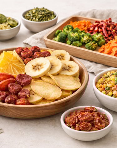 Premium dehydrated fruits, vegetables and natura herbs.