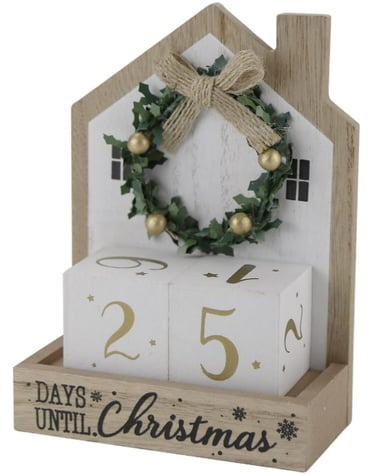 wood with white accents Christmas countdown advent calendar