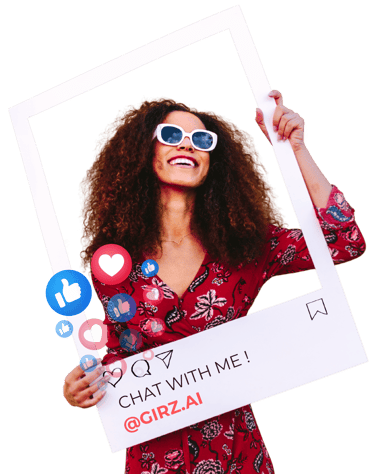 Influencer inviting fans to chat on Girz.ai to generate passive income.