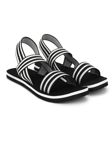 Black and white sandals for women
