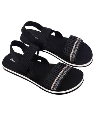 embroided Black sandals for women