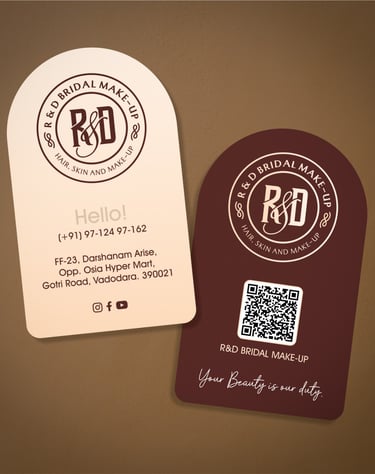 best salon visiting card r&d bridal makeup studio and salon in vadodara