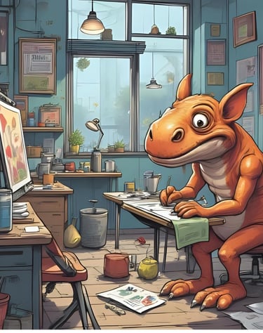 illustration artiste atypique travaillant sur un projet