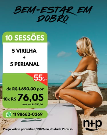 Promo depilação a laser femina Não+Pelo Paraíso: virilha e perianal por 10x R$ 76,05