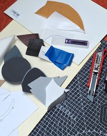 ultrasonic cutter and box cutter with lots of cosplay crafting materials