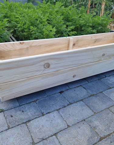 wooden trough box outdoor window sill herb garden box handmade in uk