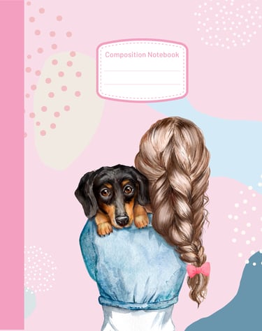 daschhund puppy and girl