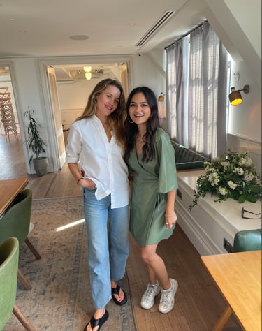 Maya & Caggie at podcast event