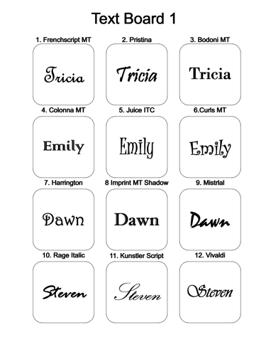 a group of different types of font on a white background