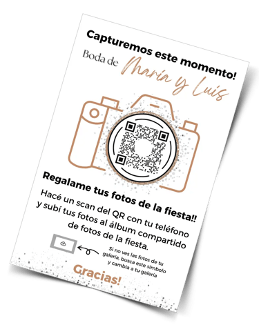 Regalo Celebraclick - Diseño tarjeta Qr para compartir fotos