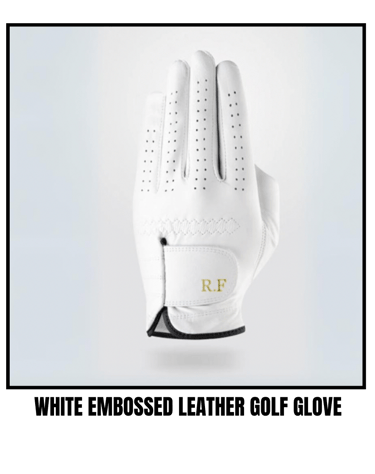 Mens Christmas gift. white leather customized initial monogram golf glove, luxury personalized gift