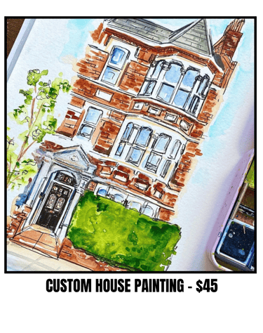 Watercolour House Portrait Hand drawn Personalised For Him, For Her Grandparents Wall Art