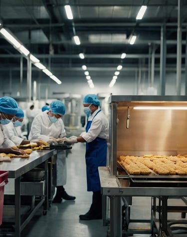 a group of people in a factory producing represents service we provide on recruiting