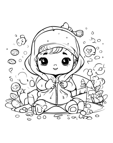 a little girl in a hoodie with a hoodie and a hoodie