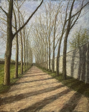 Tableau au pastel - Une allée du parc de Marly