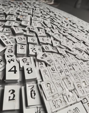a table with a bunch of numbers on it