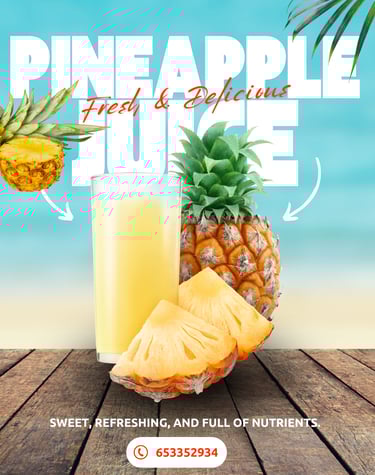 a pineapple juice  advertisement graphic/flyers