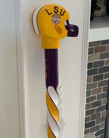 Carved LSU Football Cane