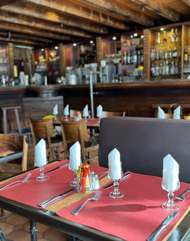 a restaurant with cosy table