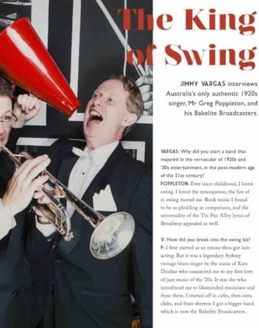 Sydney swing singer Greg Poppleton Glory Days NZ magazine