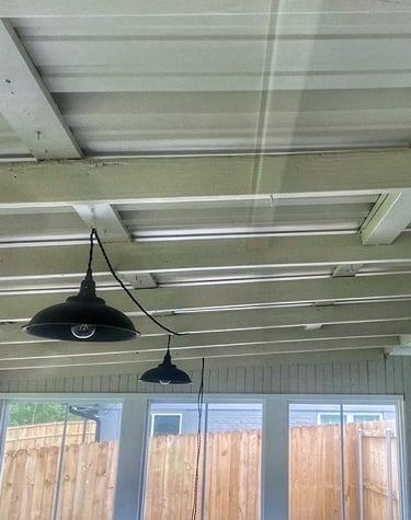 Back porch repair in Tyler, TX after storm caused a tree to fall on roof and porch