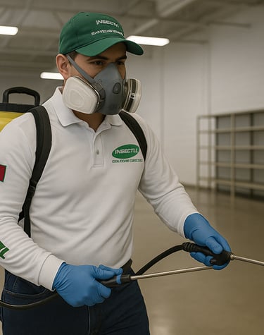 especialista realizando servicio con el equipo de seguridad adecuado y seguro 