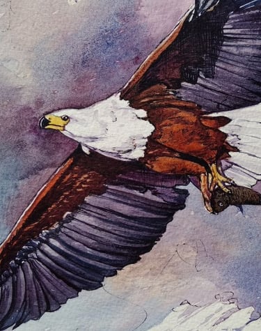 a bird flying through the air with a bird in the background