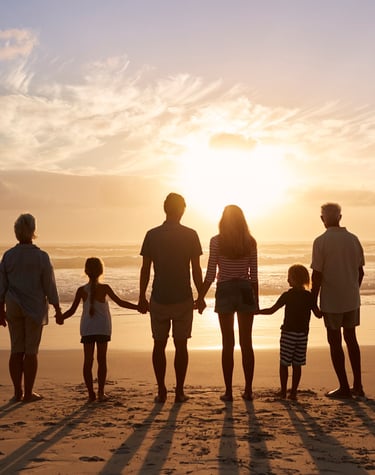 Family Sunset Beach Walk