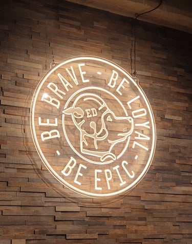 CNC carved acrylic sign with LEDs