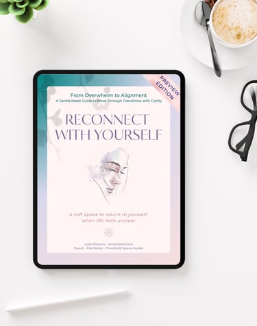 the soft color covert of the workbook Reconnect With Yourself A Gentle Reset Guide for transitions