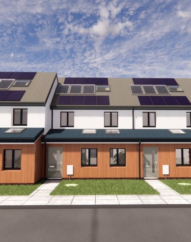 3D model of a row of terrace residential houses, Leeds, UK.