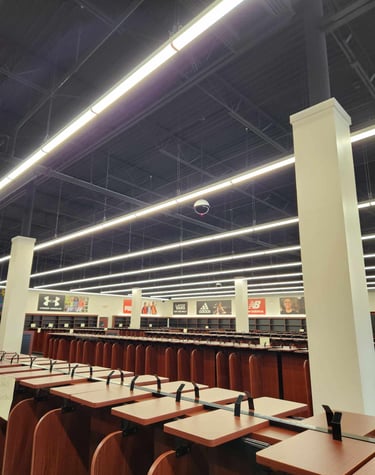 Inside image of the new Shoe Depot in Brownwood that Hyperion Electric installed commercial lighting