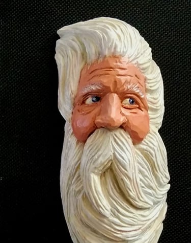 Hand carved in basswood, old man with beard, by James Snith