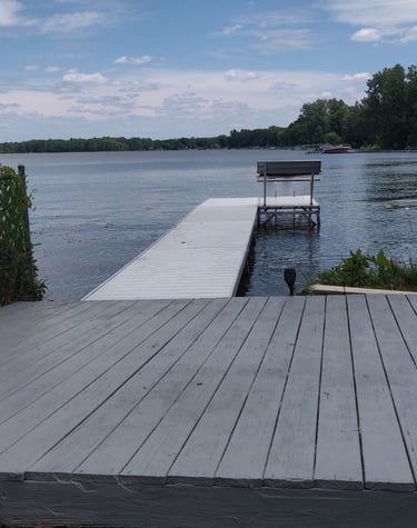 dock swimming lakeside lake views southern michigan vrbo airbnb dock short term rental