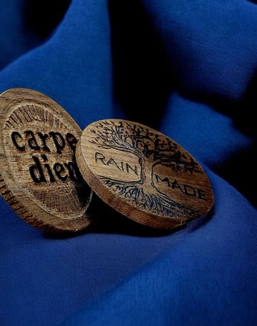 Mardi Gras doubloon carved byJ. Rain