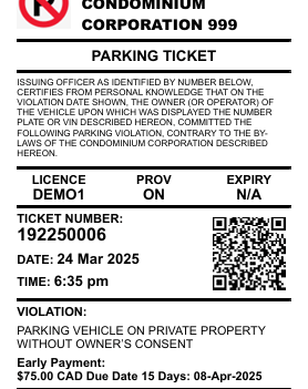Private Condominium Ticket