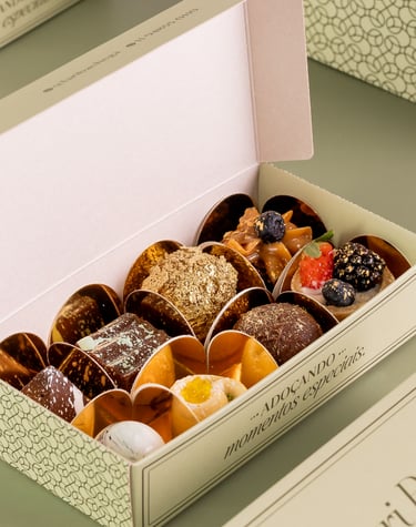 Caixa de doces finos para festas e eventos corporativos