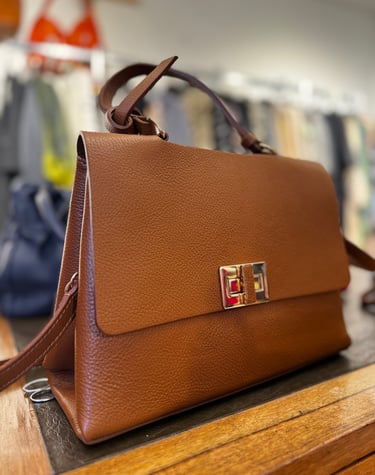 Sac à main en cuir marron