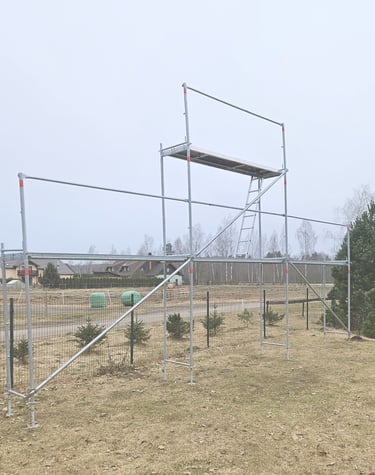 tērauda sastatnes stalazas 9x4.7m