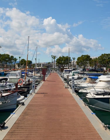 Puerto de Alcudia con barcos de lujo - punto de salida de excursiones privadas