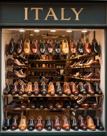 A craftsman carefully hand-polishing a pair of men's leather shoes.